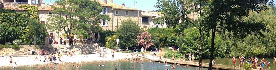 bize minervois, bathing in the river cesse, during olive festival
